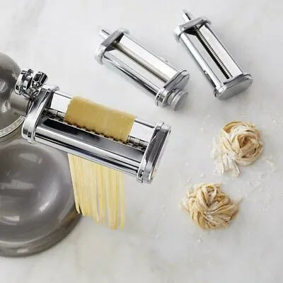 £34.68 • Buy Stainless Steel Pasta Roller & Cutter Set Attachment For KitchenAid Stand Mixers
