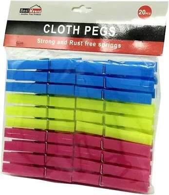 20 Pcs Washing Line Pegs Clothes Pegs Strong Clothespin Clothes Clips Firm Grip • £7.99