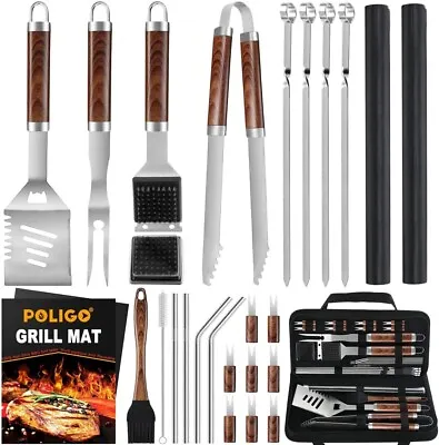 Poligo 26PC BBQ Grill Accessory Set With Storage Bag--Brown--Clearance Sale • $23.99