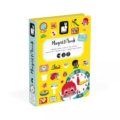 Janod Time Telling Magnet Activity Book - Kid's Learn To Tell The Time Magnetic  • £21.82