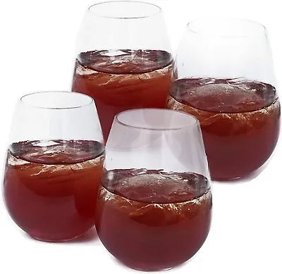 [8 Pack] 6 Oz Mini Stemless Clear Plastic Wine Glass Unbreakable Elegant Tumbler • $19.95