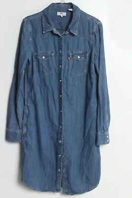 Levis Womens Western Style Denim Shirt Dress With Pockets - Size S Small (v-p5) • £11.25