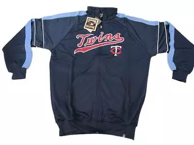 NEW Minnesota Twins Mens Sizes M-L-3XL-Tall Blue Majestic Full Zip Track Jacket • $24.64