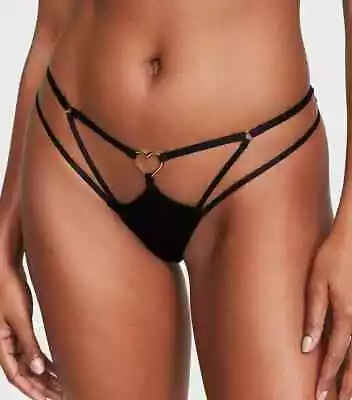 Victoria's Secret VERY SEXY Heartware Strappy Thong Panty Black S M L • $12.99