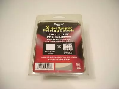 Monarch 1115 Pricing Labels 2 Line 4500 Plain White Labels Ink Roller 925030 • $18.99