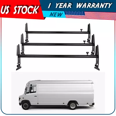 Roof Ladder Rack Cargo Carrier Square Van 3 Bar Rail For Chevy Dodge Ford GMC • $71.75