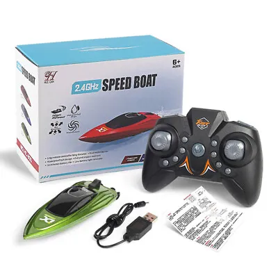 Mini USB RC Boats Pool Ship 2.4G High Speed Racing Boat 4CH Remote Control LED • $18.50