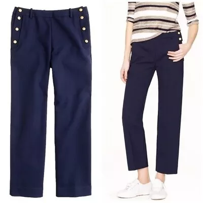 J. Crew Size E 6 Sailor Strait Pant Navy Blue Gold Nautical Buttons • $34.99