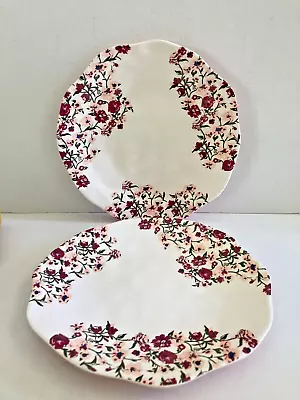 2 OpalHouse Plates Ditzy Floral Pink Burgundy Scalloped Edge Melamine LOVELY • $14