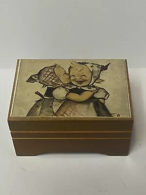 Vintage Wood Hummel Reuge Swiss Music Jewelry Box Love Story Song Skeleton Works • $32