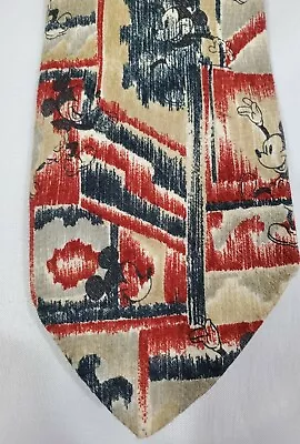 Disney Unlimited Mickey Mouse Necktie Red Blue Tan • $12.99