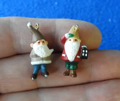 Hallmark Miniature Ornament 1993 Lighting A Path & 1993 Learning To Skate Gnomes • $5.95