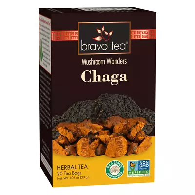 Bravo Herbal Tea Mushroom Wonders Chaga HEALTHY IMMUNE Function 20 Bags Non-GMO • $7.99