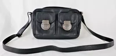 Fossil Riley Black LeatherCrossbody Purse Bag With Buckles + Top Zipper • $14.95