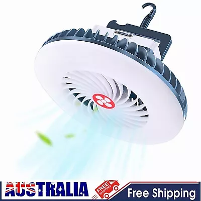 2 IN 1 Rechargeable Waterproof Tent Fan Outdoor Fan Camping Lamp Lighting Fan AU • $32.99