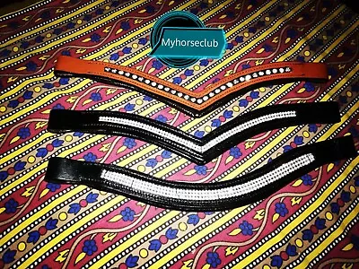 $16 • Buy Browband Horse Crystal English Bridle Bling Leather Polo USA Riding Equestrian 
