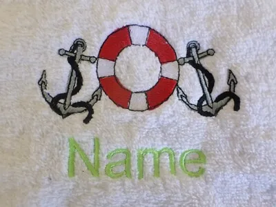 ANCHOR LIFE RING Design Embroidered On A Adult Robe With Personalised Name • £29.75