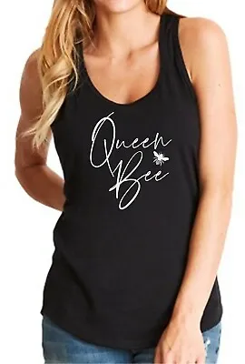 Womens Tank Top Queen Bee T Shirt Funny Gift God Save The Queen Party Honey Bee • $24.61