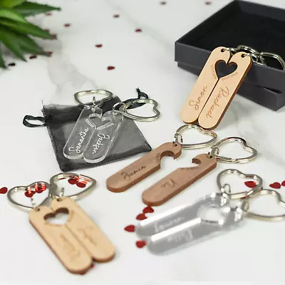 Personalised Keyring | Custom Engraved Couples Keyring Set For Keys • £4.99