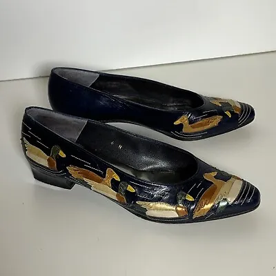 Vintage Margaret Jerrold Leather Duck Theme Low Heel Flats 6N • $29.99