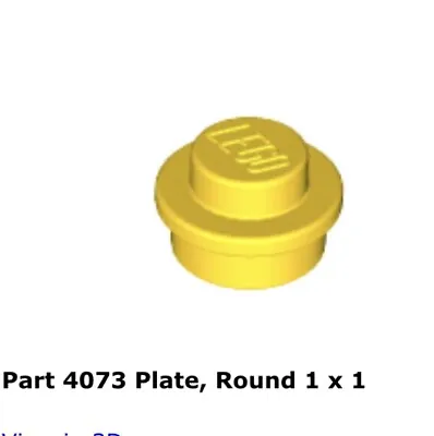 Lego 1x 4073 Yellow Plate Round 1 X 1 Castle 6080 • $5.08