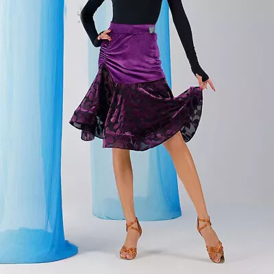 Latin Rhythm Ballroom Dance Ruffle Practice Skirts Cha Cha Rumba Samba Dancewear • $36.26