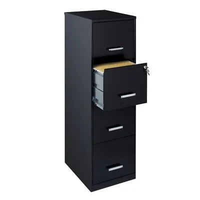 Space Solutions 18  Deep 4 Drawer Metal File Cabinet Black • $172.92