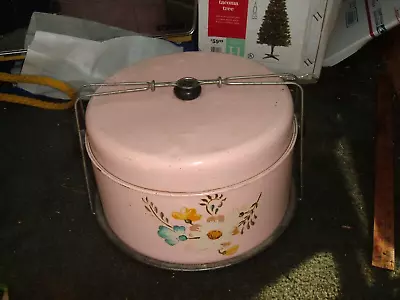 $44 • Buy Antique 1930s 40s TIN CAKE CARRIER W Hinge Wire Closure Shabby Chic  Piece
