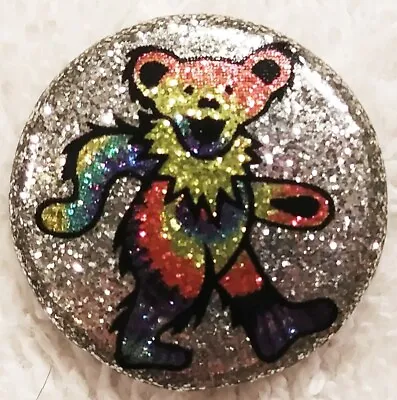 Grateful Dead PIN BUTTON Vintage Obsolete Official Glitter Bear Small 1 Inch GDM • $8.88