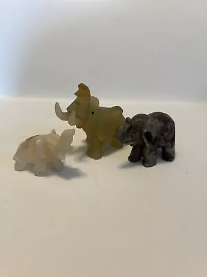Vintage 3 Carved Stone Elephants From Mexico • $9