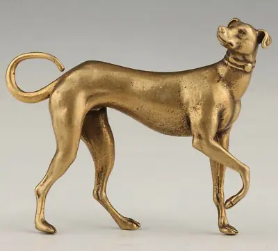 Vintage Brass Statue Animal Greyhound Foo Dog Mascots Collect Gift • $17.91