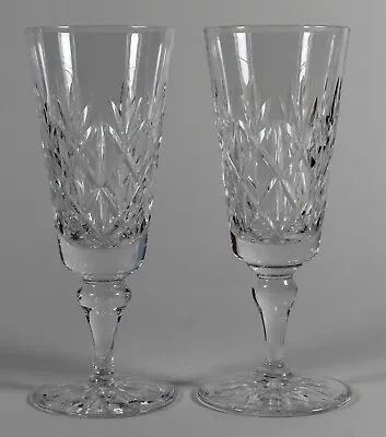 Edinburgh Crystal Glenshee 2 X Champagne Flute Glasses Signed. 16.1cm • £29.99