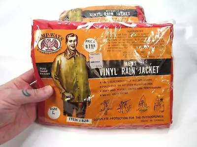 Vintage Red Men's Vinyl Rain Jacket W/ Pouch & Removable Hood - Sz Large - Harco • $33.95