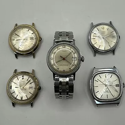 Lot Of 5 Vintage TIMEX Watch Mens Watches One Running 4 Untested • $10.50