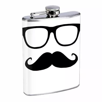 Cool Mustache D6 8oz Stainless Steel Hip Flask • $14.95