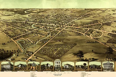 Pontiac Michigan 1867 Historic Panoramic Town Map Wall Art Home - POSTER 20 X30  • $23.99