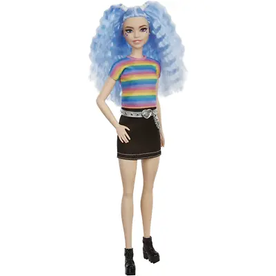 Barbie Doll #170 Collectable With Blue Frizzy Hair And Stripped Top Mattel • £12.99