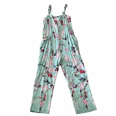 Jaase Size M Aqua Floral Boho Jumpsuit • $35