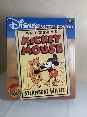 Disney Vintage Posters Steamboat Willie Mickey Mouse Signature 1000 Piece Puzzle • $24.99