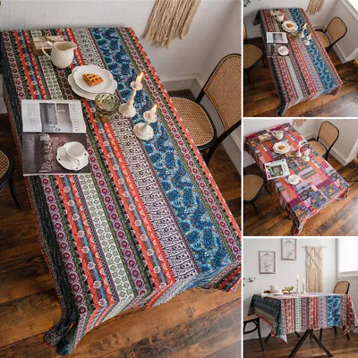 $13.19 • Buy Cotton Linen Tablecloth Bohemian Rectangle Table Cloth Cover Dinner Party Dining