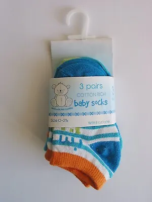 Baby  Boys Trainer Socks  Colourful Designs Size 0-2.5 ( 3-6 Months) Brand New • £4.49