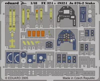 $6.49 • Buy Eduard 1/48 Ju 87G-2 Stuka Cockpit+Seatbelt (Hasegawa) FE324