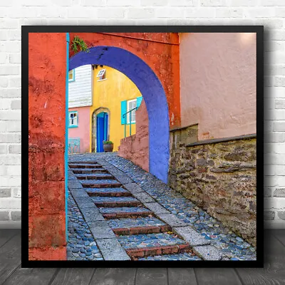 Architecture Alley Colourful Street Walkway Square Wall Art Print • $14.91