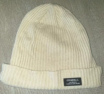 O'NEILL Light Tan KNIT BEANIE Winter HAT Men Women One Size Logo On Front NICE @ • $5.56