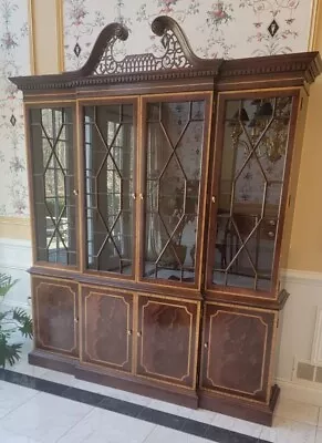 Councill Craftsmen Mahogany Georgian Breakfront Display / China Cabinet • $599.99