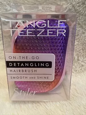 Tangle Teezer PINK Sunset Chrome Compact Styler Detangling Hairbrush • £13.50