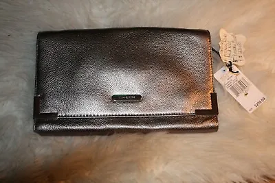Michael Kors Gray Genuine Leather Beverly Clutch/Shoulder Bag NWT • $95