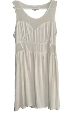 COTTON ON Sleeveless White Creamy Sexy Mesh Cutouts Sheath Dress. Side Zip EUC L • $19