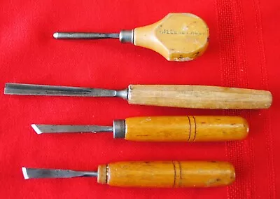 4 Vintage  Wood Carving  Chisels EnderesMiller Falls. Old Tools • $5.95