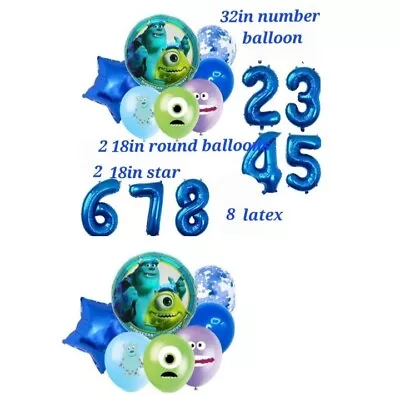 15pc Monsters Inc Balloons Kids Birthday Party Decor • $8.99